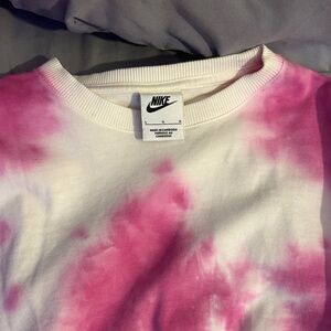 Nike Kids Pink and White Tie-Dye Sweatshirt